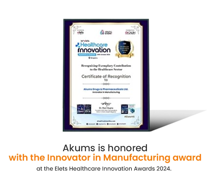 Akums recognized as Innovator in Manufacturing at Elets Healthcare Innovation Awards 2024